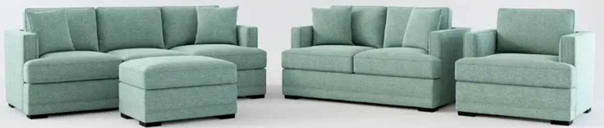 Pembroke Foam Comfort Sofa, Loveseat, Chair, and Ottoman Set - Bridger Jade