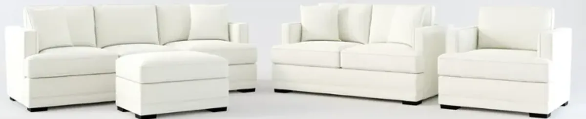 Pembroke Foam Comfort Sofa, Loveseat, Chair, and Ottoman Set - Liv Arctic