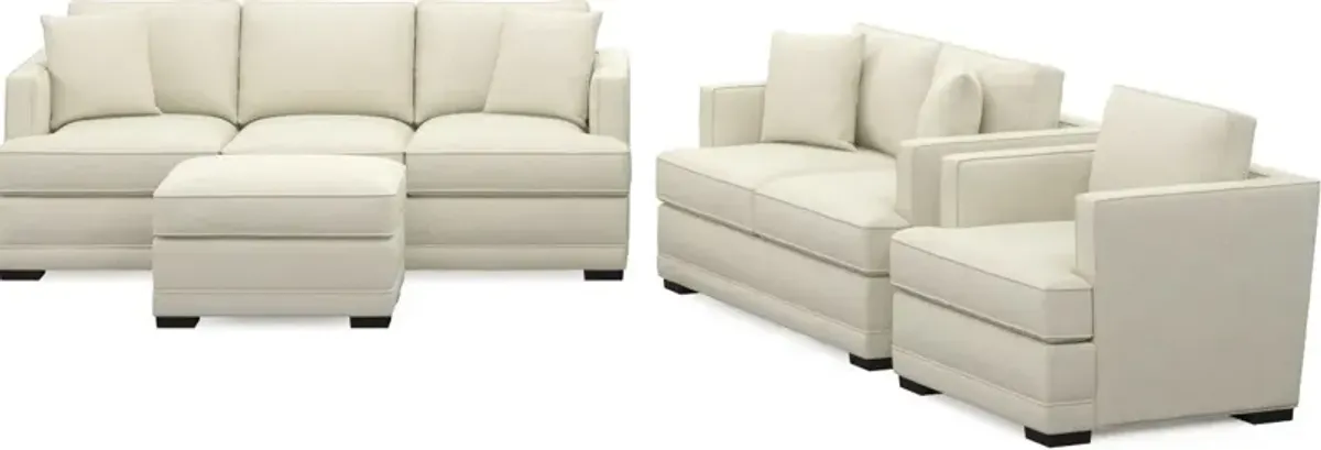 Pembroke Foam Comfort Sofa, Loveseat, Chair, and Ottoman Set - Fincher Ivory