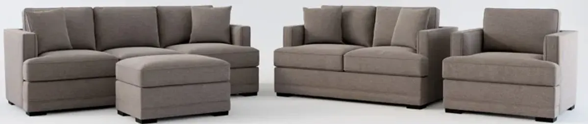 Pembroke Foam Comfort Sofa, Loveseat, Chair, and Ottoman Set - Presidio Steel