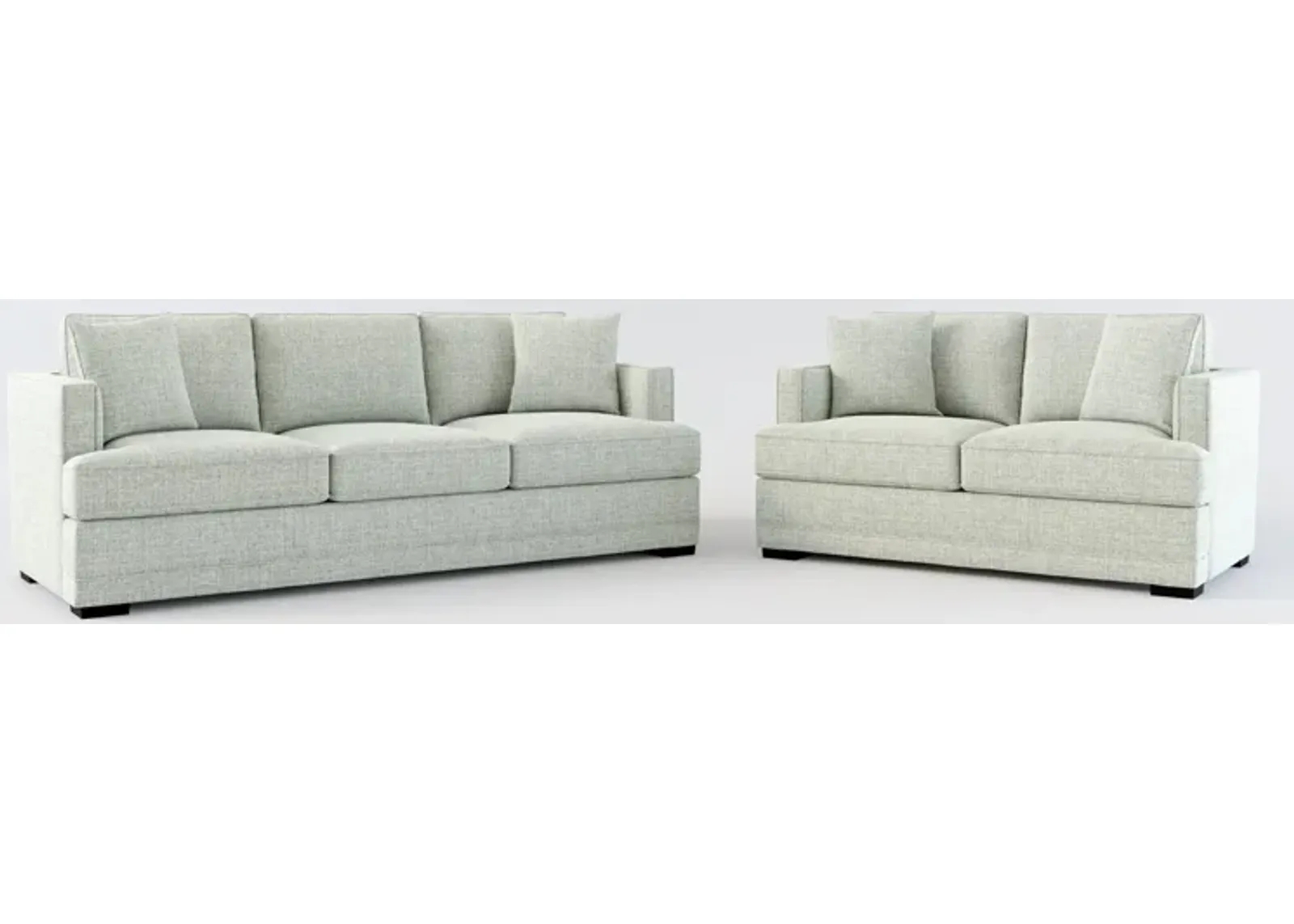 Pembroke Hybrid Comfort Sofa and Loveseat Set - Broderick Sea Glass