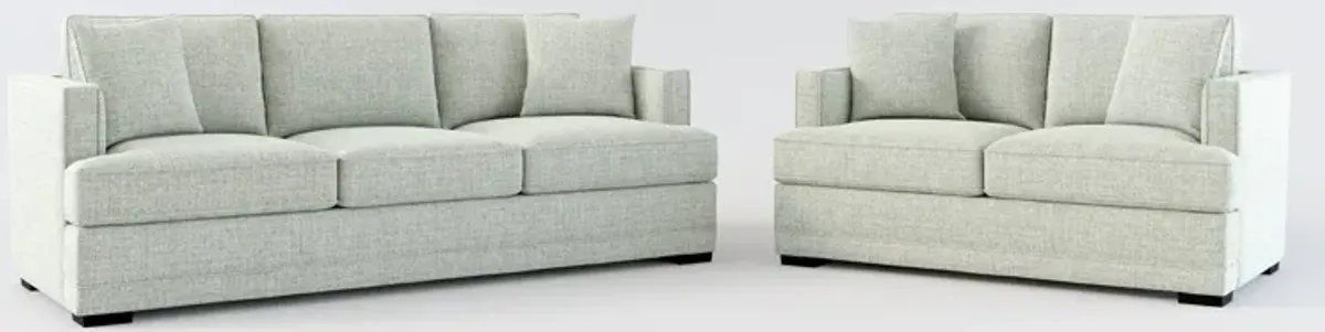 Pembroke Hybrid Comfort Sofa and Loveseat Set - Broderick Sea Glass