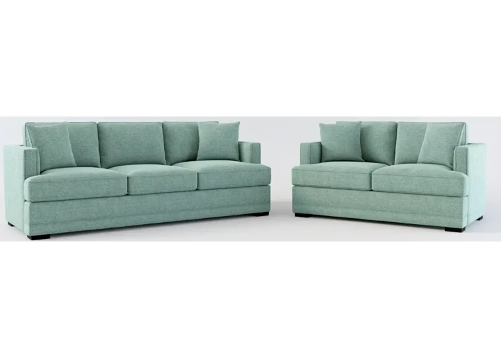 Pembroke Hybrid Comfort Sofa and Loveseat Set - Bridger Jade