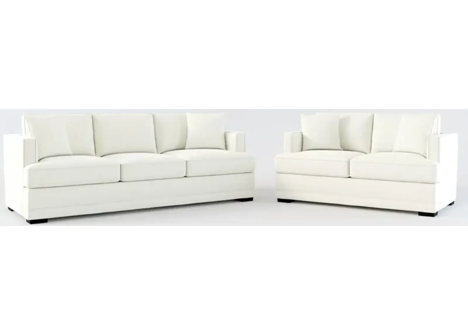 Pembroke Hybrid Comfort Sofa and Loveseat Set - Liv Arctic