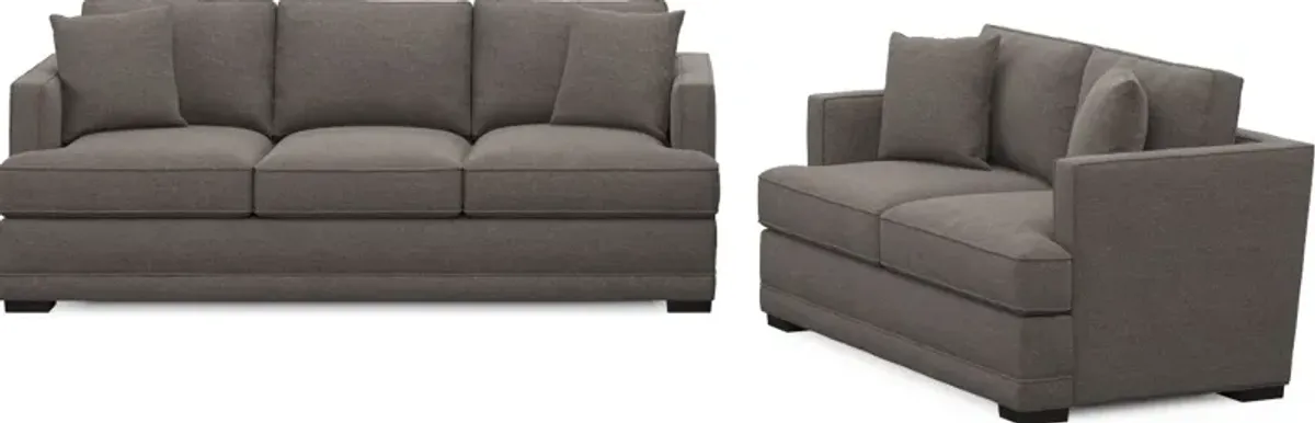 Pembroke Hybrid Comfort Sofa and Loveseat Set - Presidio Steel