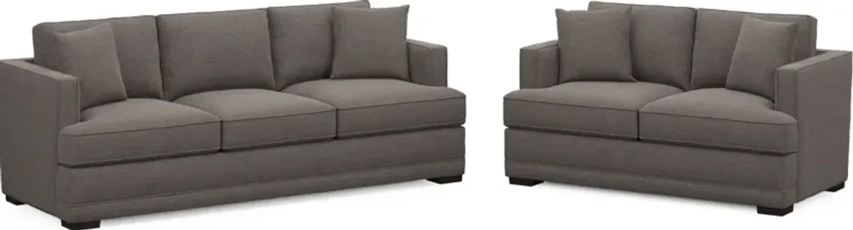 Pembroke Hybrid Comfort Sofa and Loveseat Set - Presidio Steel