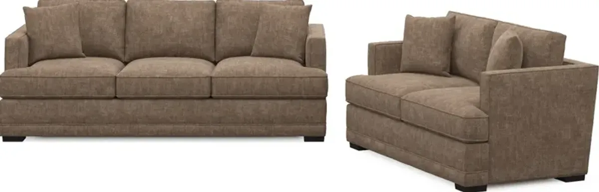 Pembroke Hybrid Comfort Sofa and Loveseat Set - Argo Java