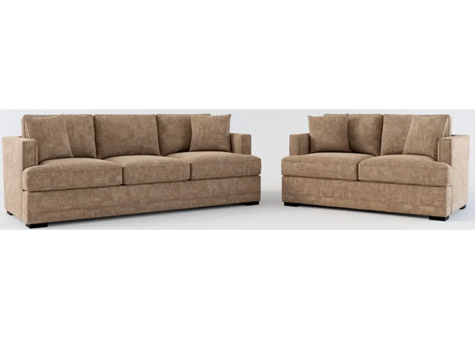 Pembroke Hybrid Comfort Sofa and Loveseat Set - Argo Java