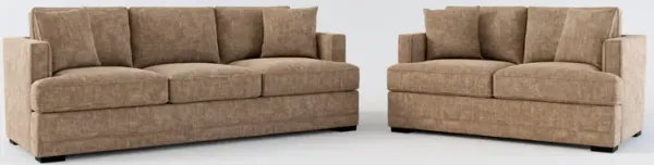 Pembroke Hybrid Comfort Sofa and Loveseat Set - Argo Java