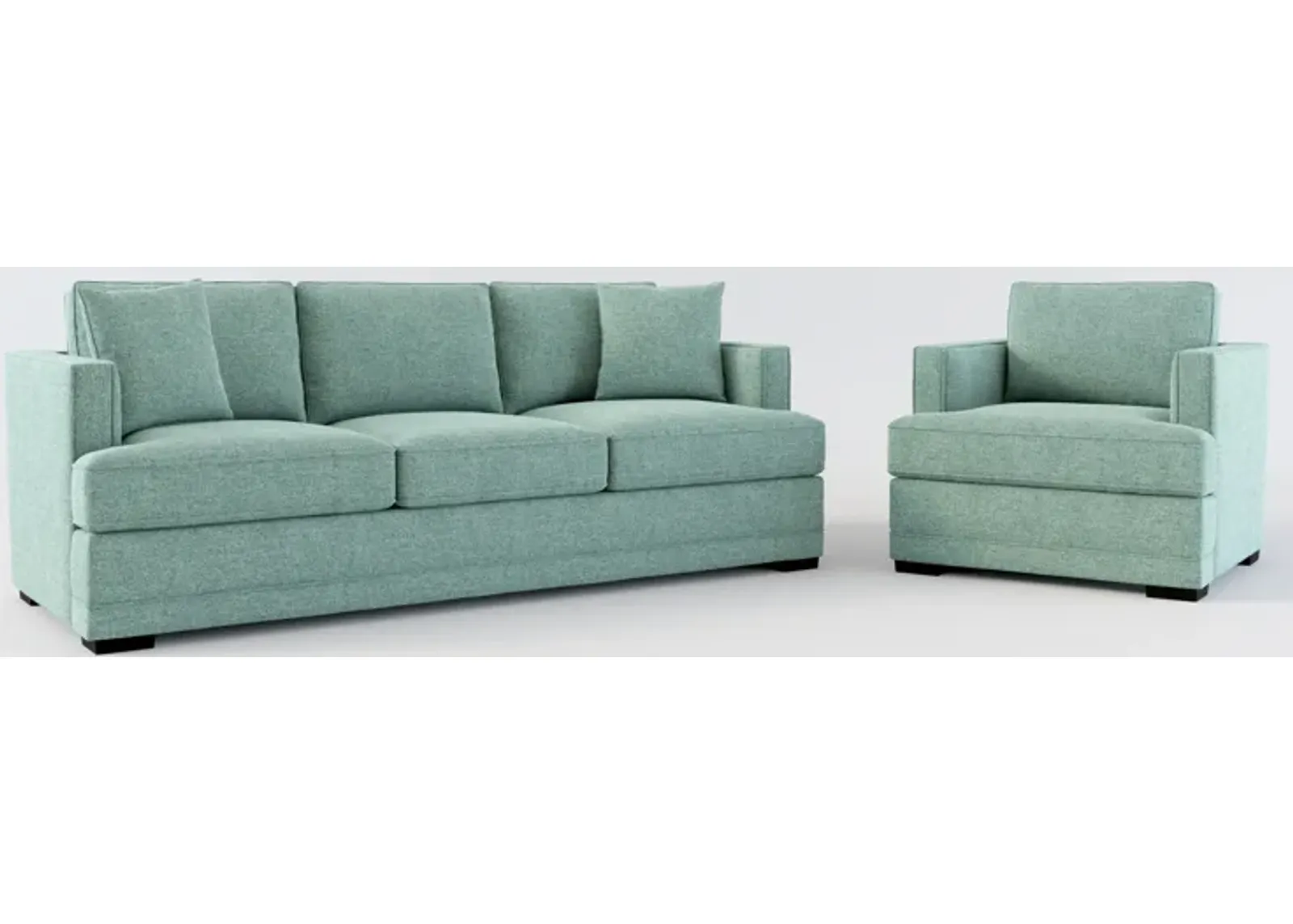 Pembroke Hybrid Comfort Sofa and Chair Set - Bridger Jade