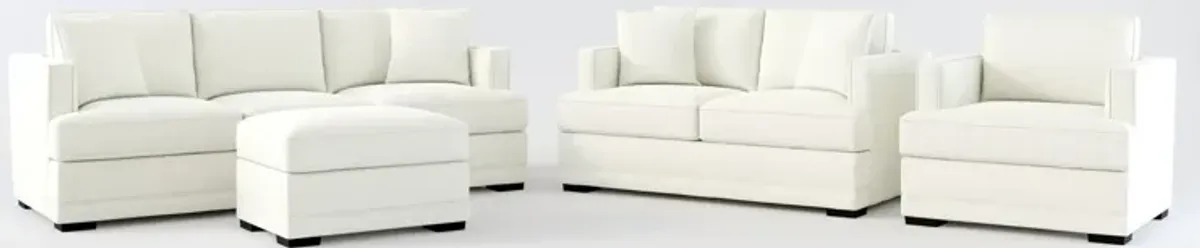 Pembroke Hybrid Comfort Sofa, Loveseat, Chair, and Ottoman Set - Liv Arctic