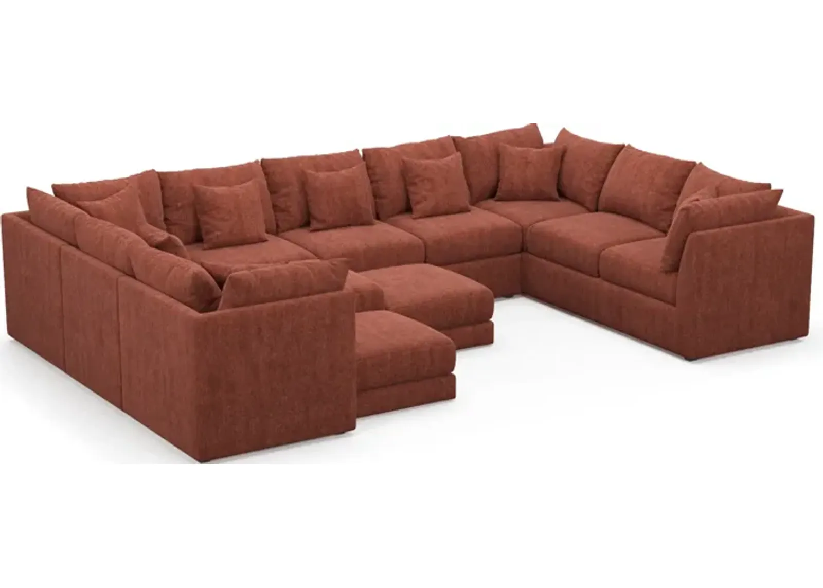 Nest Foam Comfort 9-Piece Large Pit Sectional - Contessa Paprika