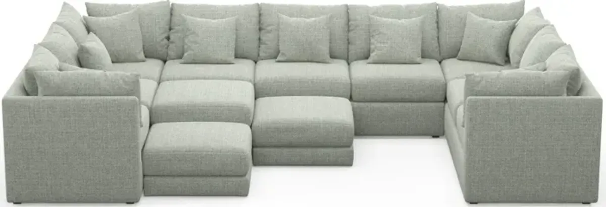 Nest Foam Comfort 9-Piece Large Pit Sectional - Broderick Sea Glass