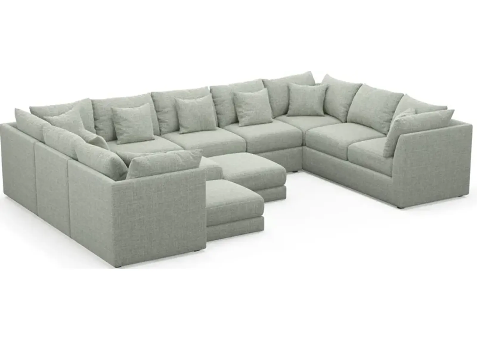 Nest Foam Comfort 9-Piece Large Pit Sectional - Broderick Sea Glass