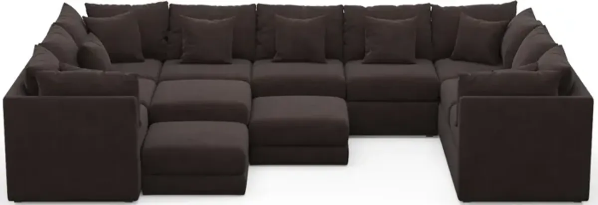 Nest Hybrid Comfort 9-Piece Large Pit Sectional - Merrimac Dark Brown