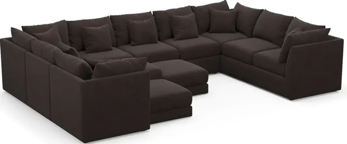 Nest Hybrid Comfort 9-Piece Large Pit Sectional - Merrimac Dark Brown