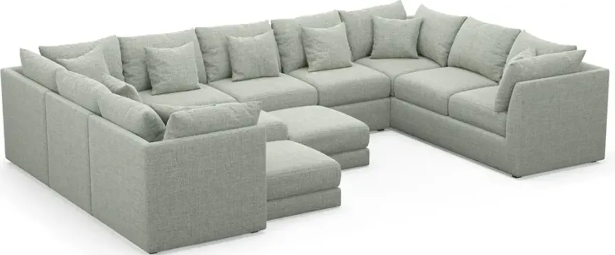 Nest Hybrid Comfort 9-Piece Large Pit Sectional - Broderick Sea Glass