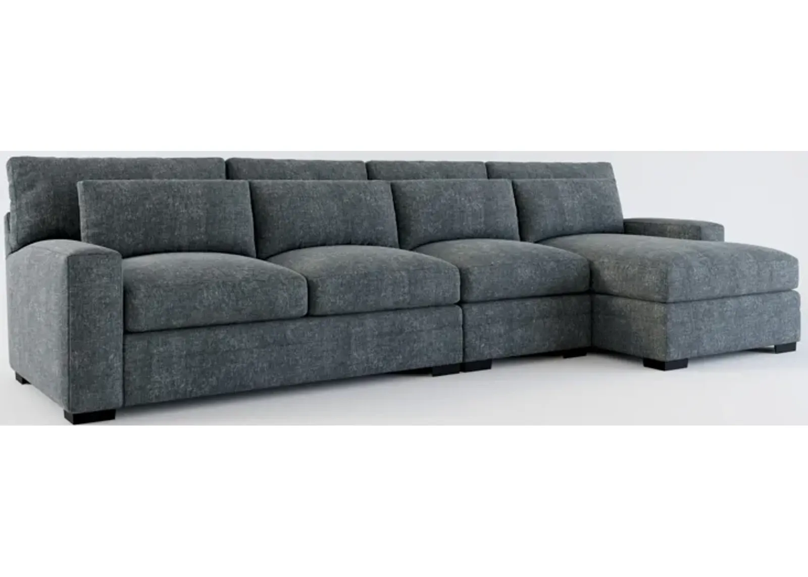 Winston Foam Comfort 3-Piece Sectional with Right-Facing Chaise - Contessa Shadow