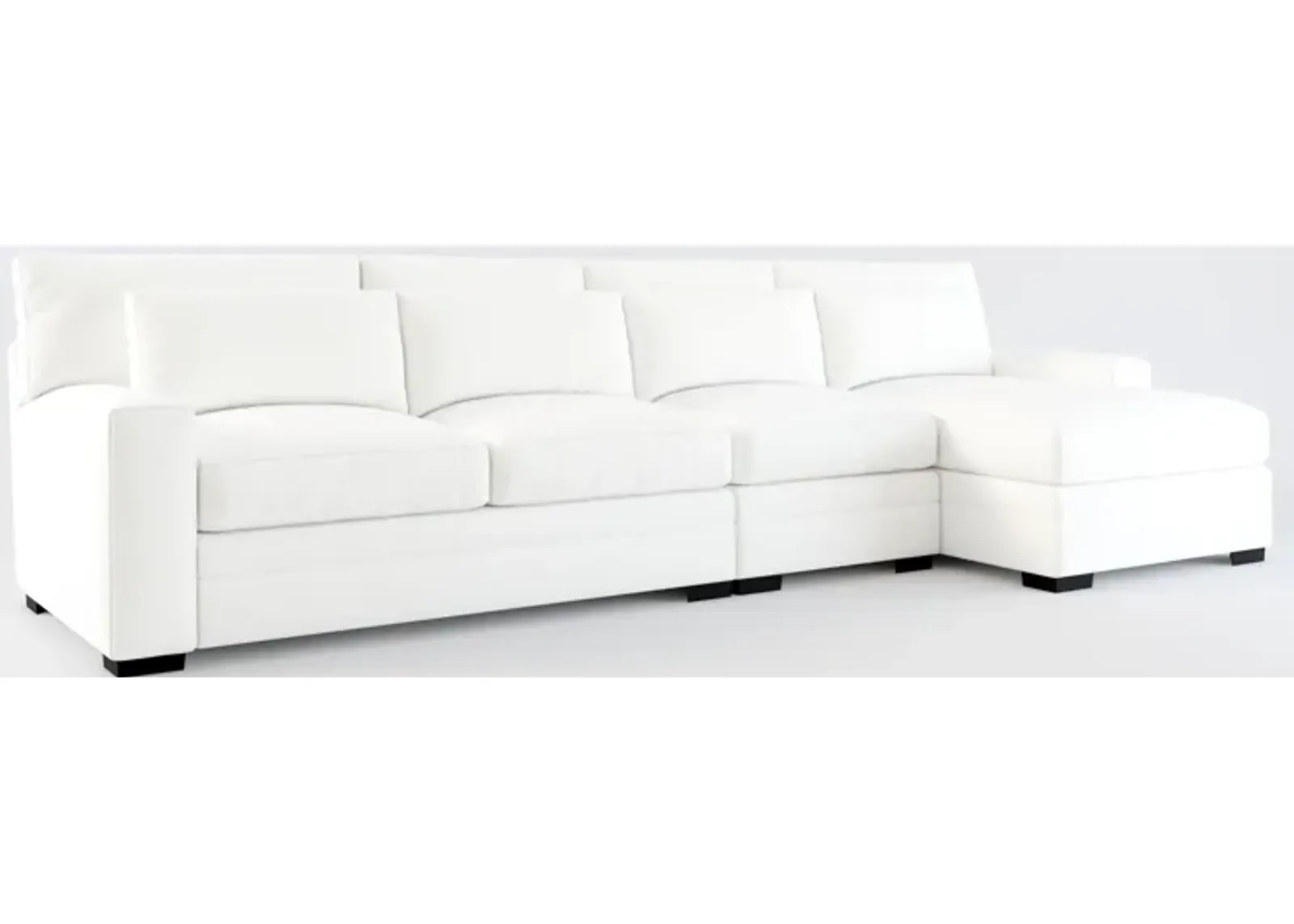 Winston Foam Comfort 3-Piece Sectional with Right-Facing Chaise - Contessa Vanilla