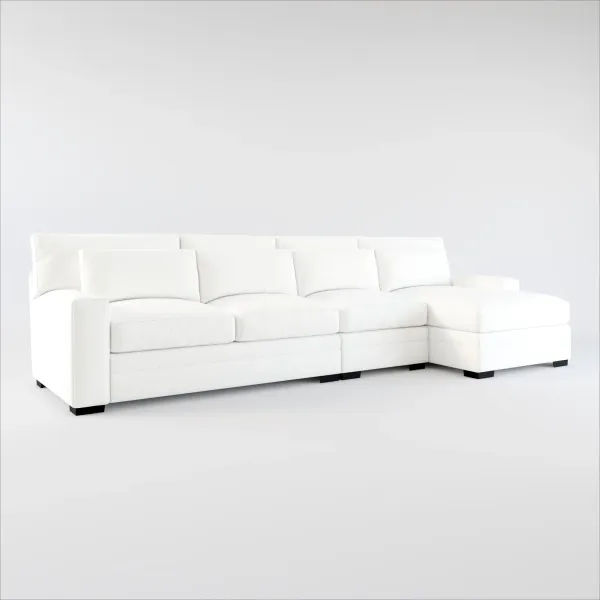 Winston Foam Comfort 3-Piece Sectional with Right-Facing Chaise - Contessa Vanilla