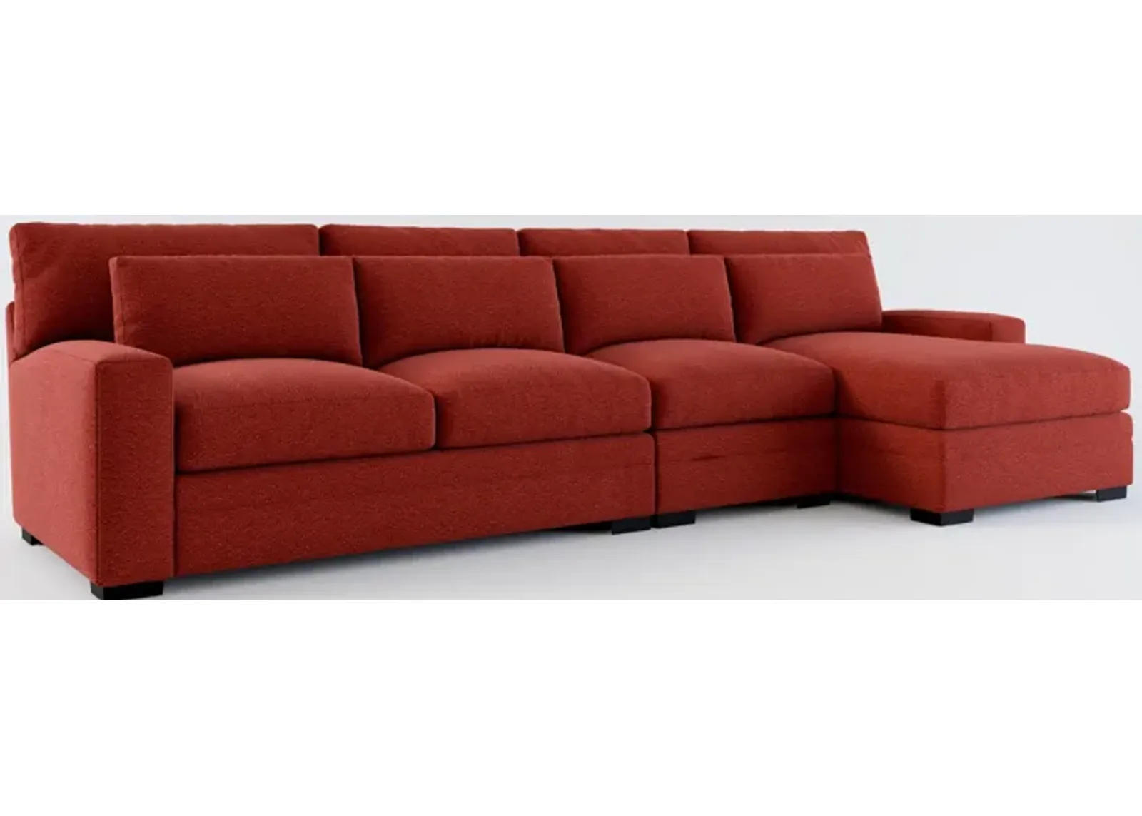 Winston Foam Comfort 3-Piece Sectional with Right-Facing Chaise - Bloke Brick