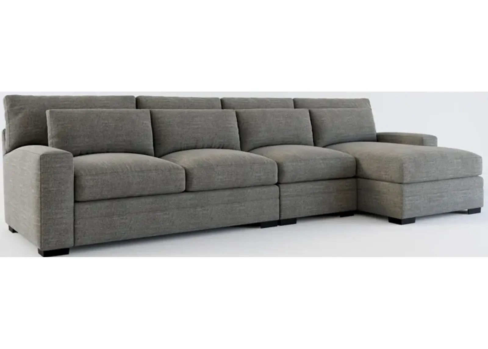 Winston Foam Comfort 3-Piece Sectional with Right-Facing Chaise - Curious Charcoal