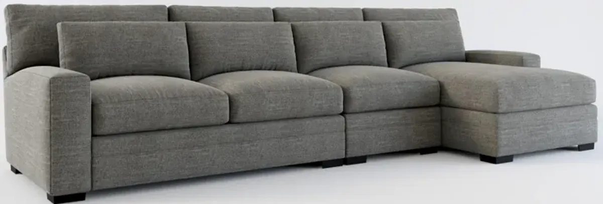 Winston Foam Comfort 3-Piece Sectional with Right-Facing Chaise - Curious Charcoal