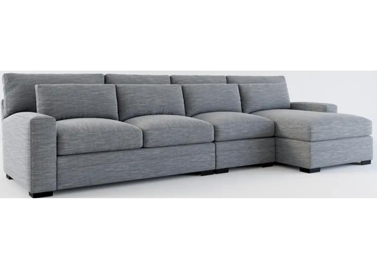 Winston Foam Comfort 3-Piece Sectional with Right-Facing Chaise - Dudley Indigo