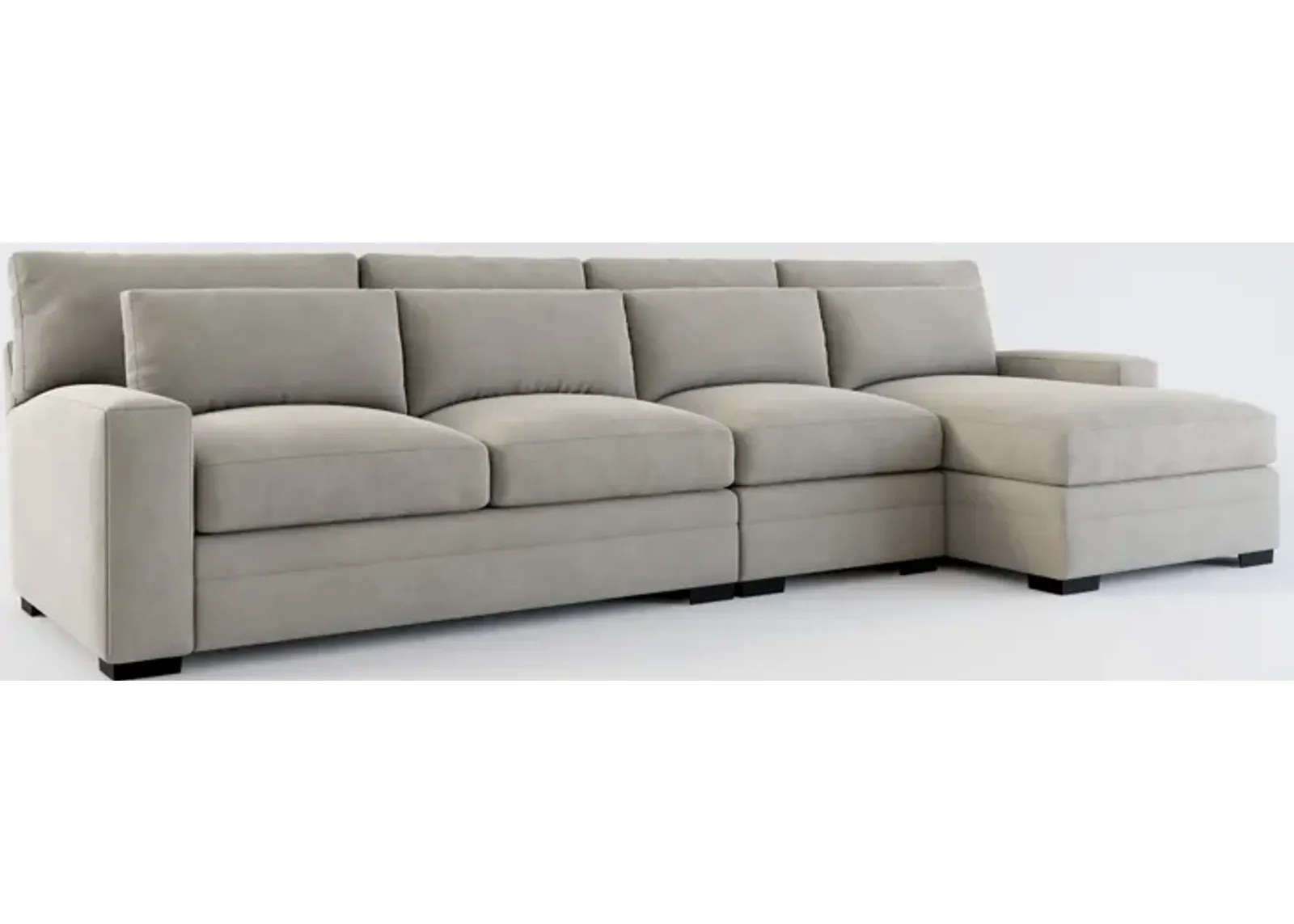 Winston Foam Comfort 3-Piece Sectional with Right-Facing Chaise - Abington Fog