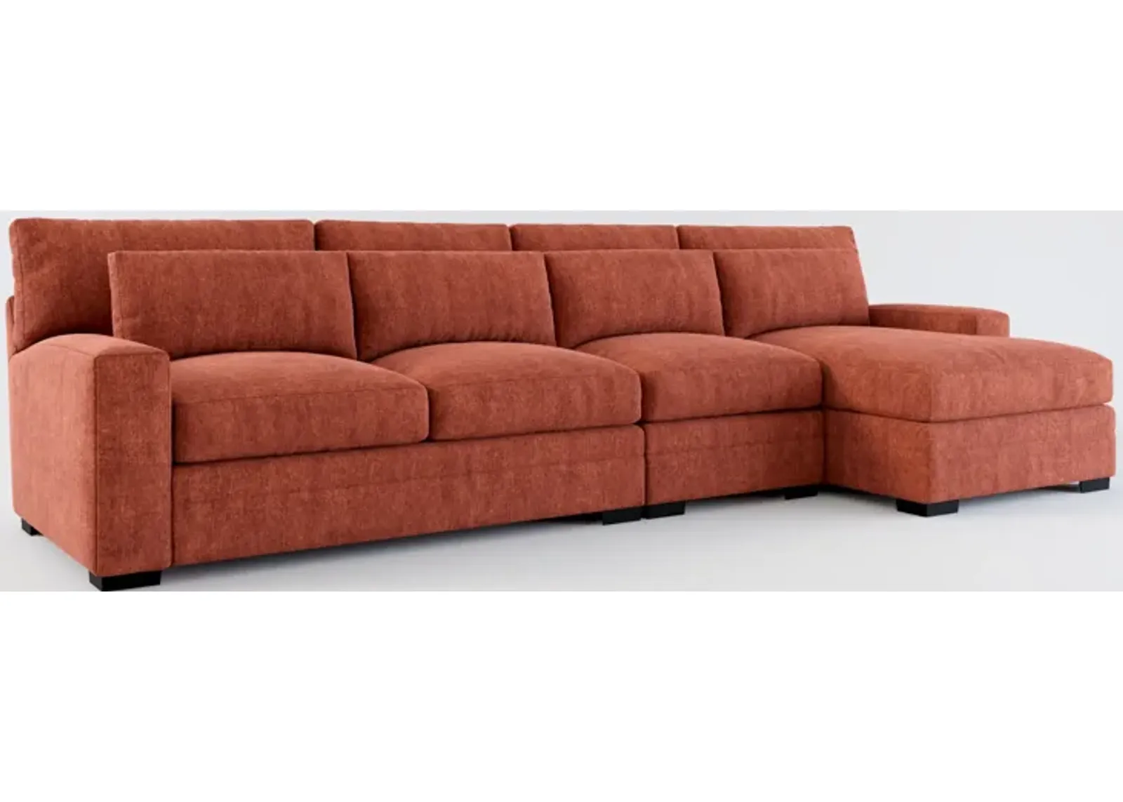 Winston Foam Comfort 3-Piece Sectional with Right-Facing Chaise - Contessa Paprika