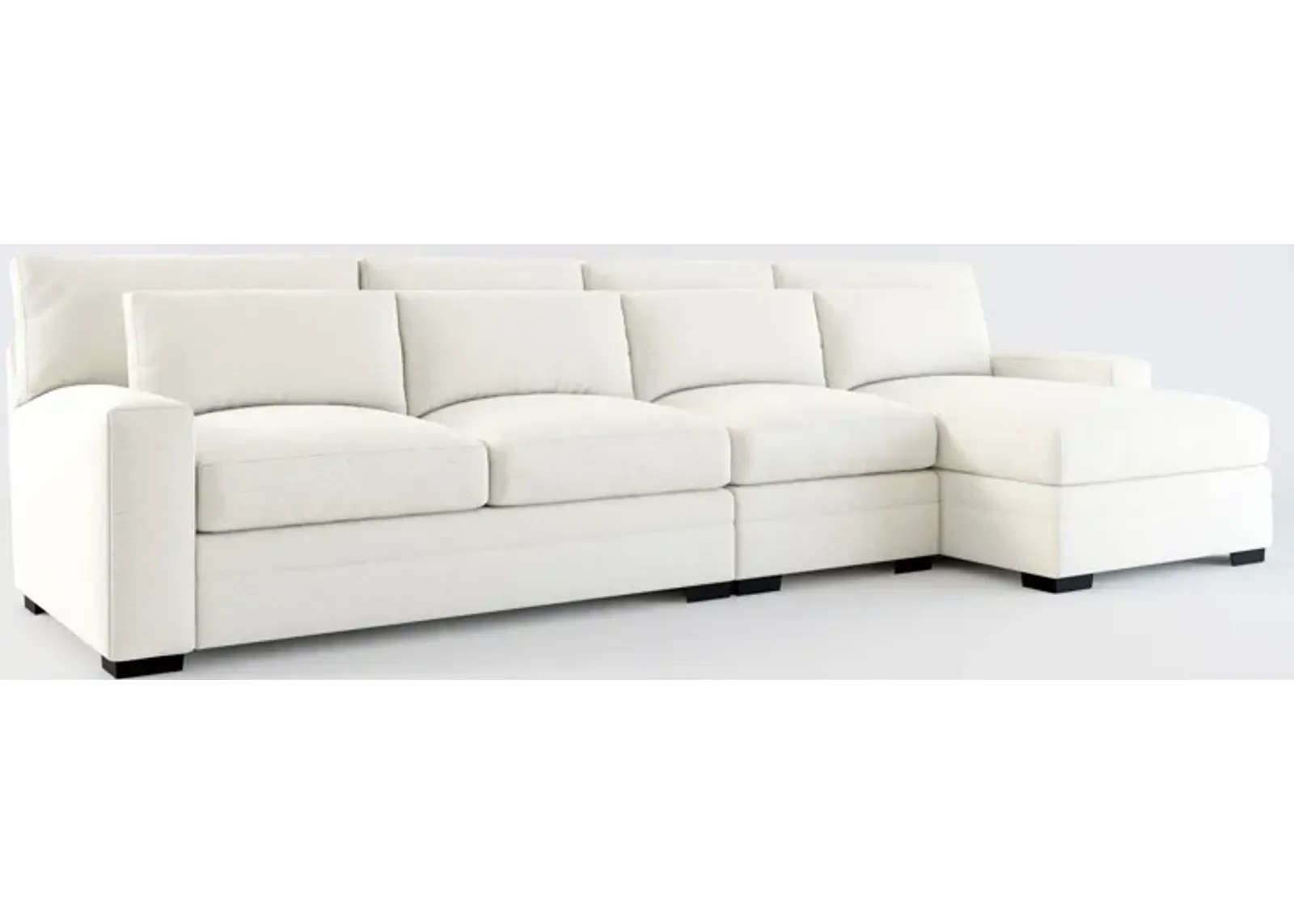 Winston Foam Comfort 3-Piece Sectional with Right-Facing Chaise - Living Large White