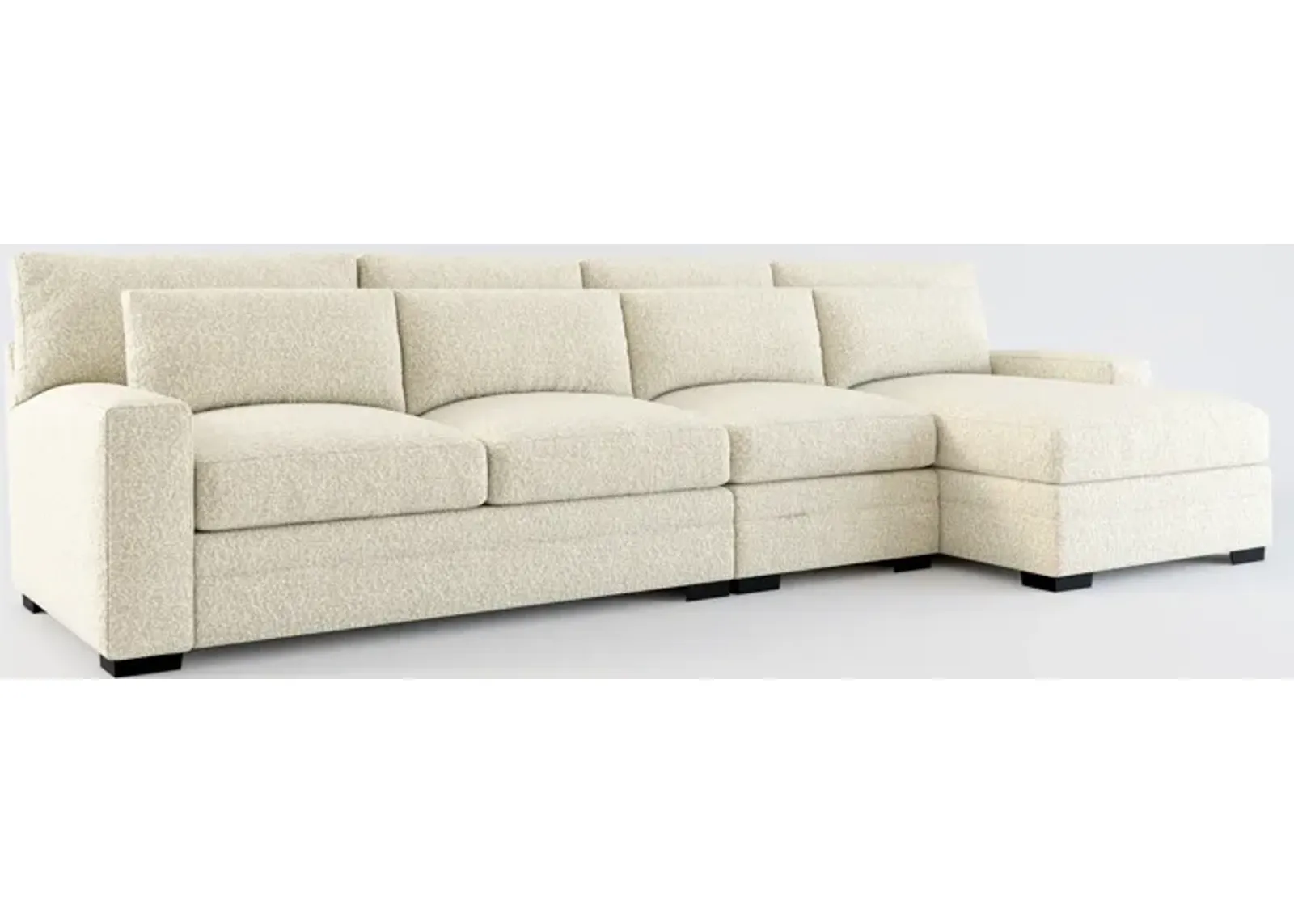 Winston Foam Comfort 3-Piece Sectional with Right-Facing Chaise - Bloke Cotton