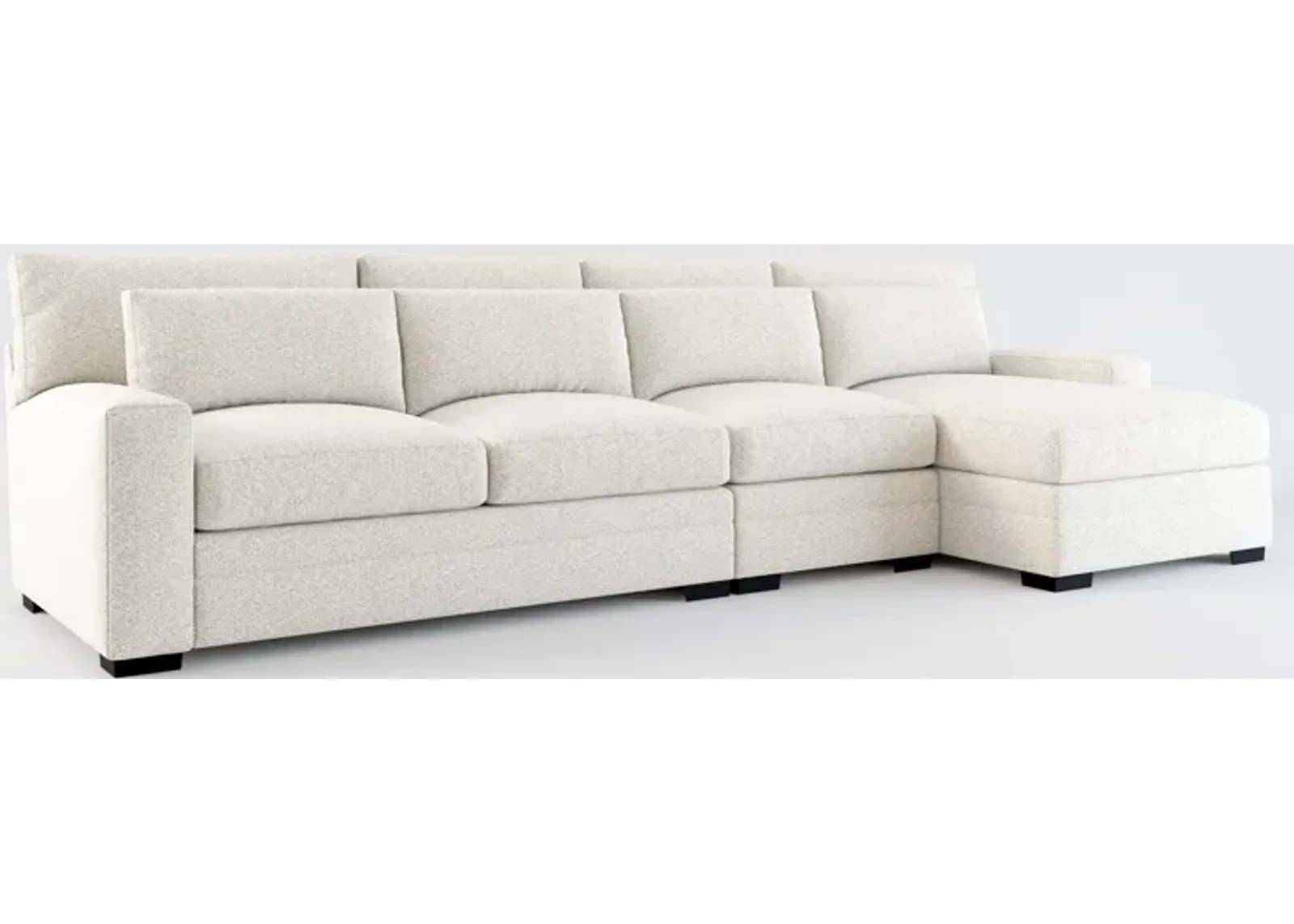 Winston Foam Comfort 3-Piece Sectional with Right-Facing Chaise - Muse Stone