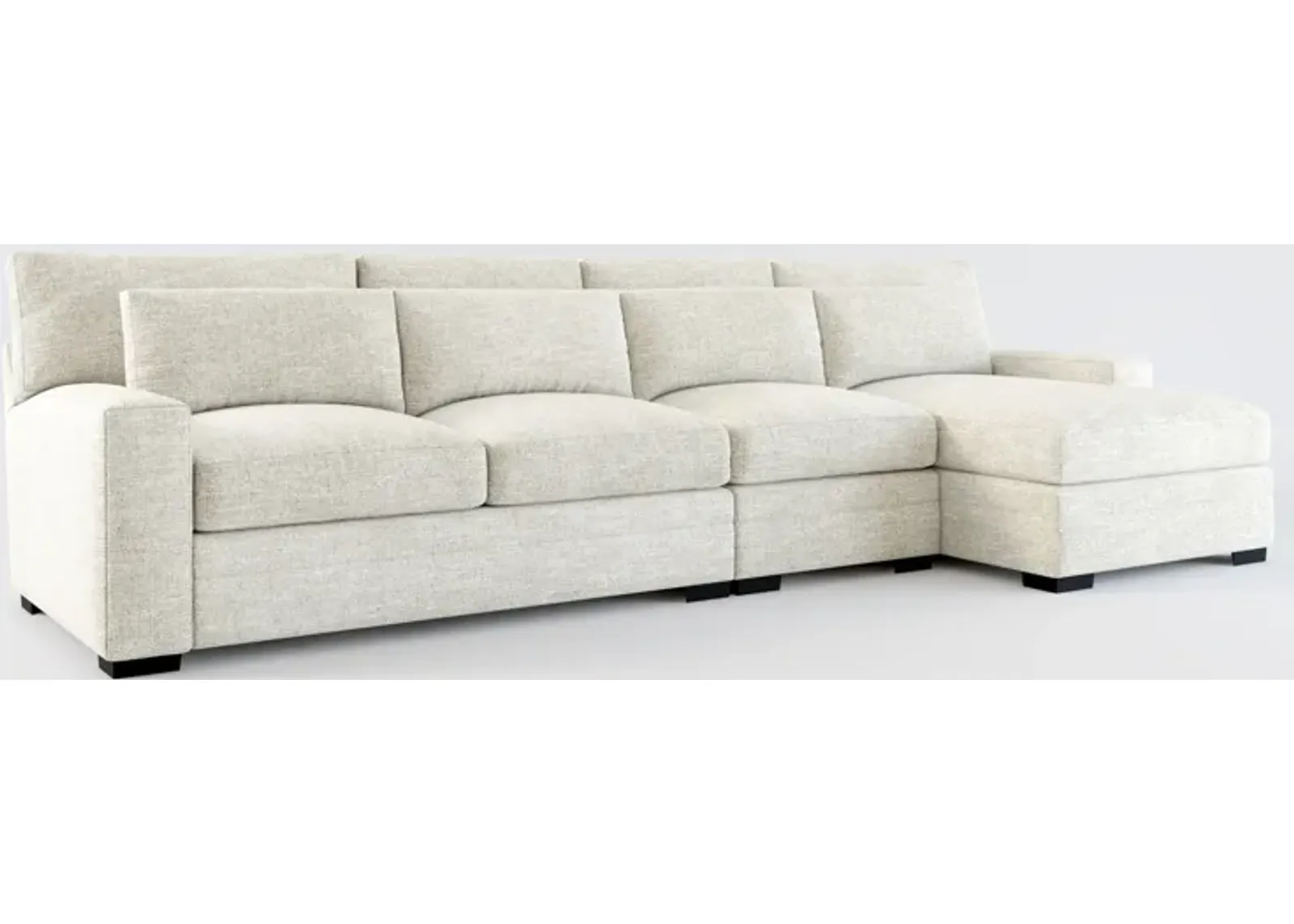 Winston Foam Comfort 3-Piece Sectional with Right-Facing Chaise - M Ivory