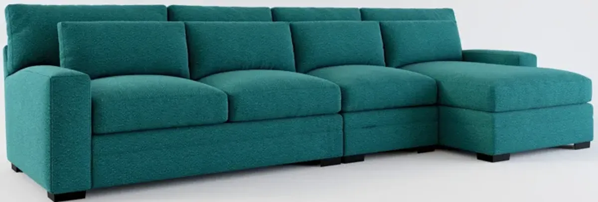 Winston Hybrid Comfort 3-Piece Sectional with Right-Facing Chaise - Bloke Peacock