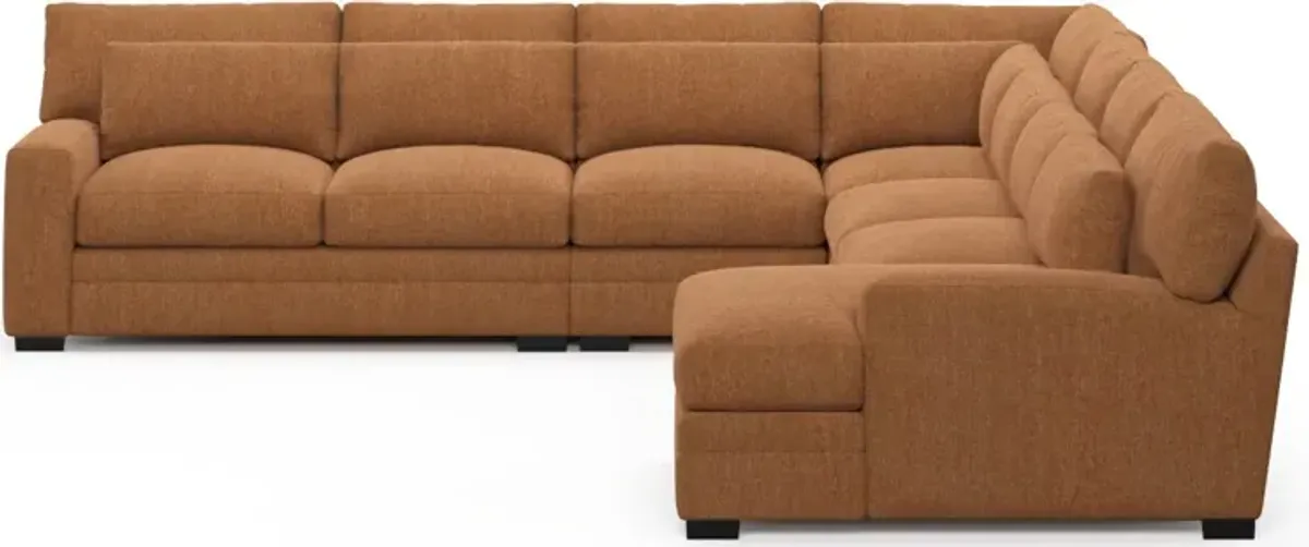 Winston Foam Comfort 5-Piece Sectional with Right-Facing Chaise - Contessa Ginger