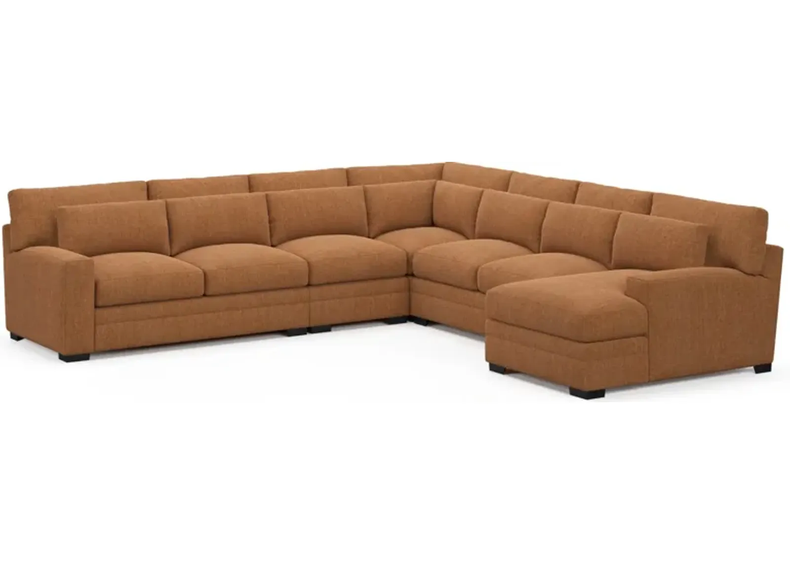 Winston Foam Comfort 5-Piece Sectional with Right-Facing Chaise - Contessa Ginger