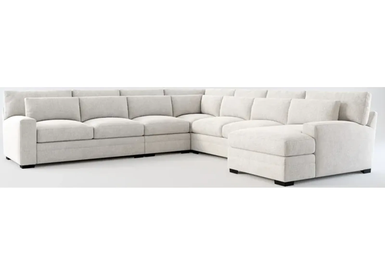 Winston Foam Comfort 5-Piece Sectional with Right-Facing Chaise - Burmese Granite