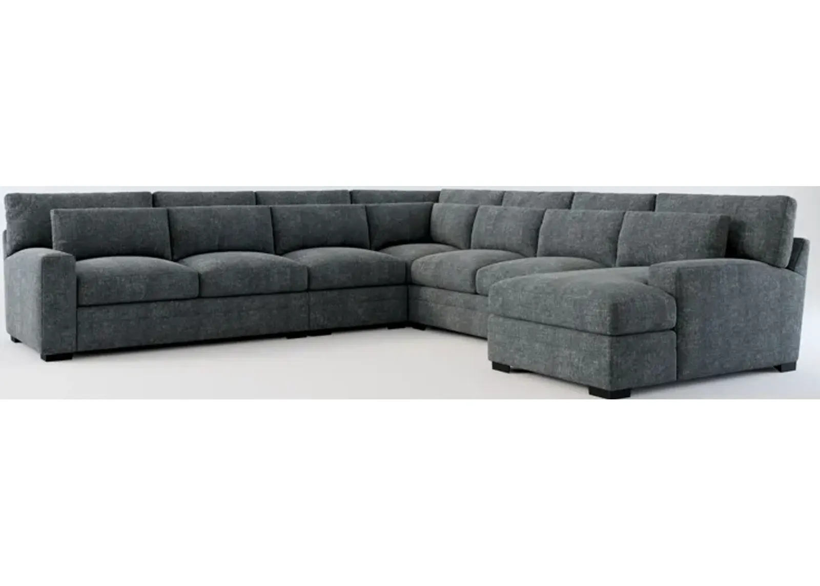 Winston Foam Comfort 5-Piece Sectional with Right-Facing Chaise - Contessa Shadow