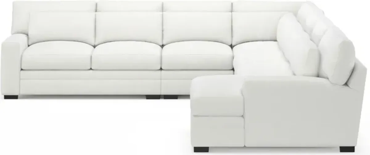 Winston Foam Comfort 5-Piece Sectional with Right-Facing Chaise - Contessa Vanilla