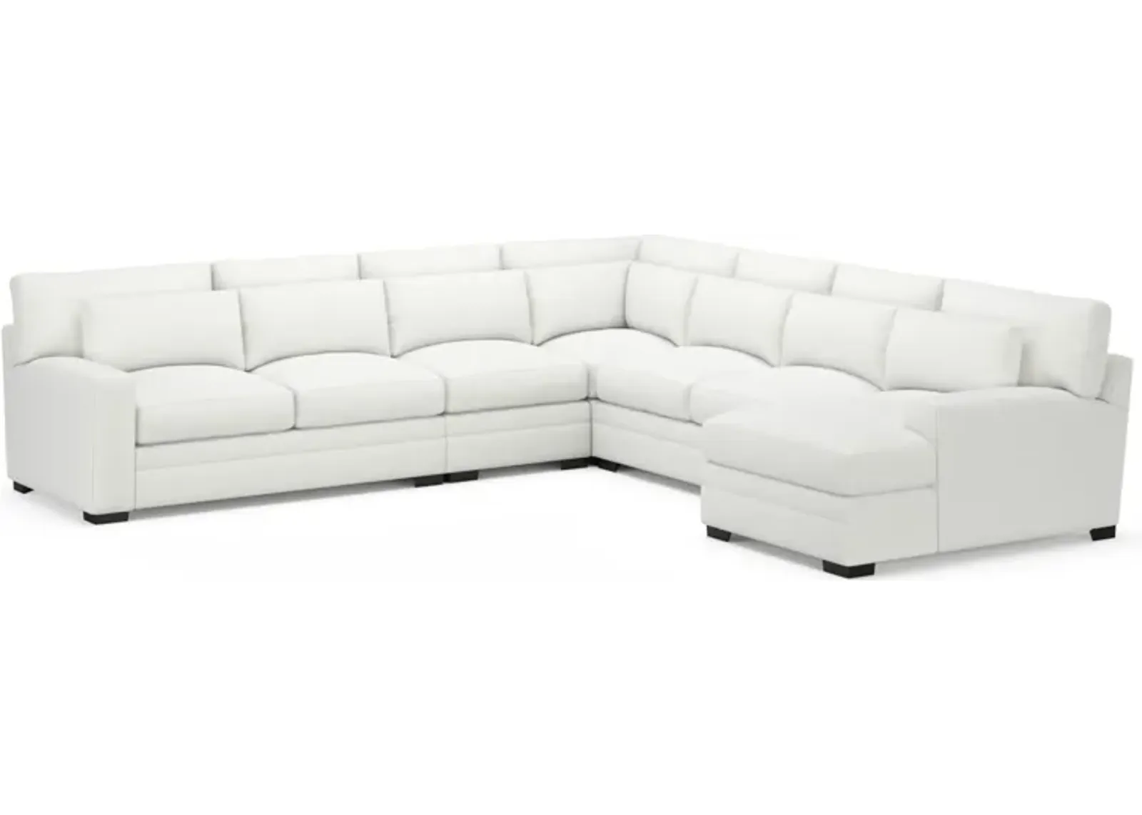 Winston Foam Comfort 5-Piece Sectional with Right-Facing Chaise - Contessa Vanilla