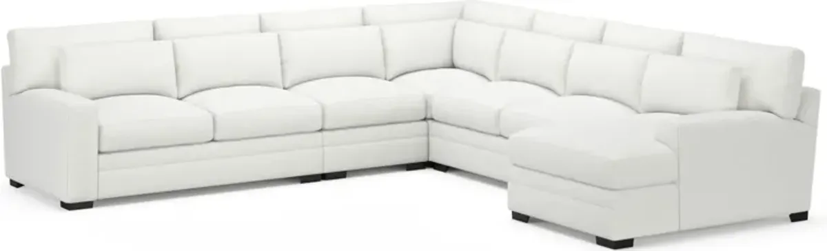 Winston Foam Comfort 5-Piece Sectional with Right-Facing Chaise - Contessa Vanilla