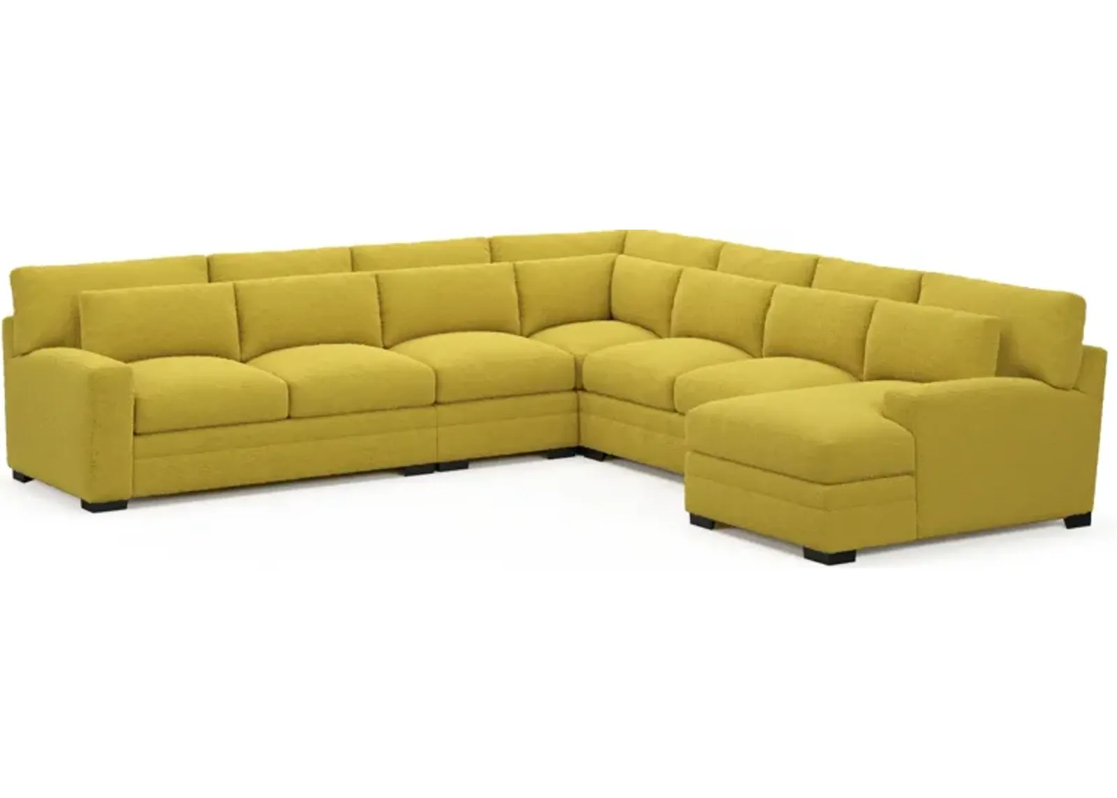 Winston Foam Comfort 5-Piece Sectional with Right-Facing Chaise - Bloke Goldenrod