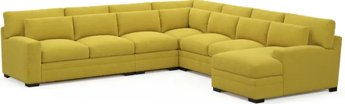 Winston Foam Comfort 5-Piece Sectional with Right-Facing Chaise - Bloke Goldenrod