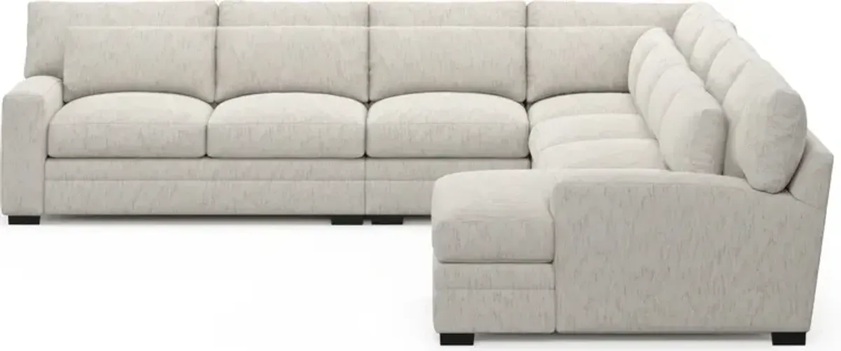 Winston Foam Comfort 5-Piece Sectional with Right-Facing Chaise - P.T. Cream