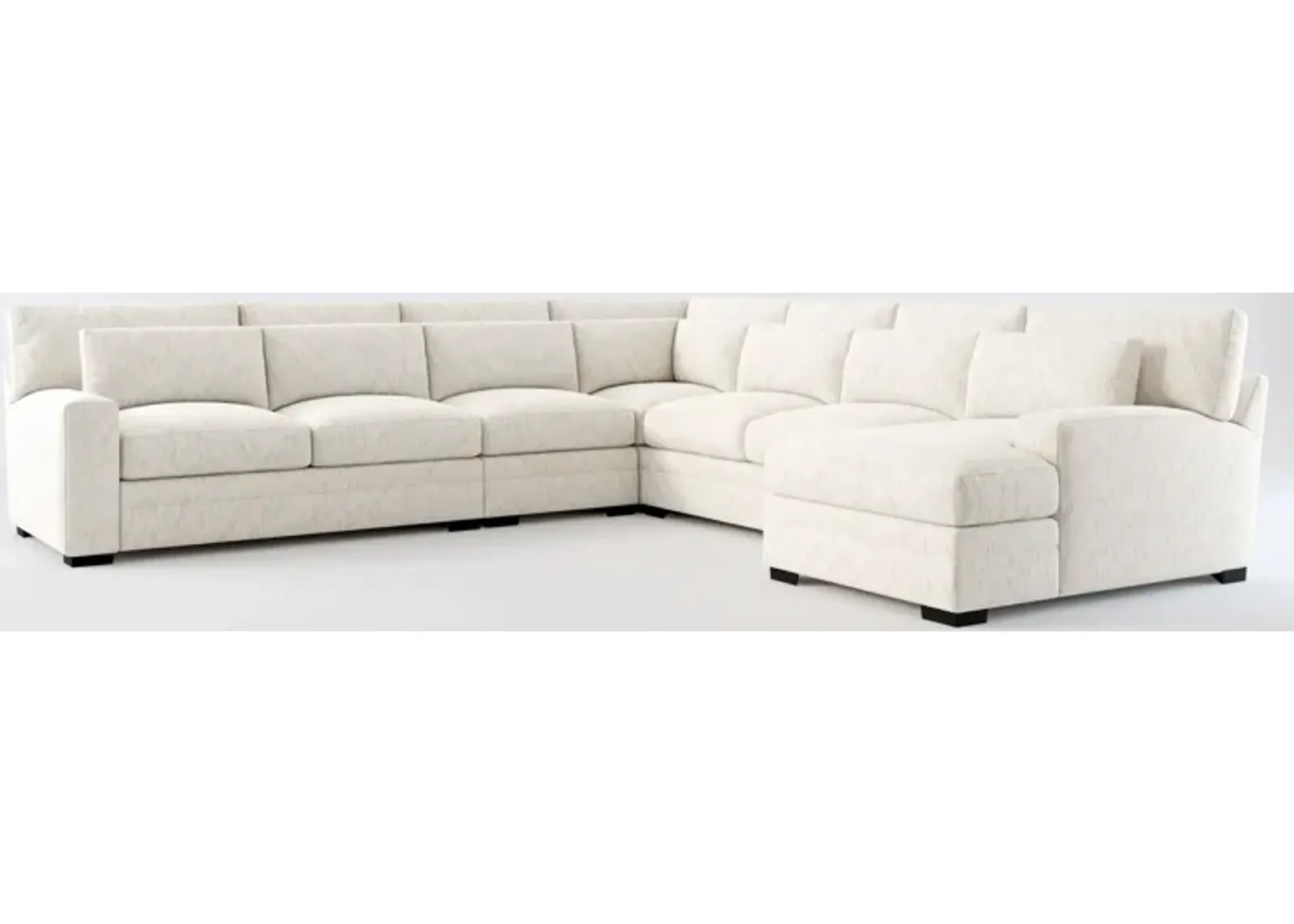 Winston Foam Comfort 5-Piece Sectional with Right-Facing Chaise - P.T. Cream