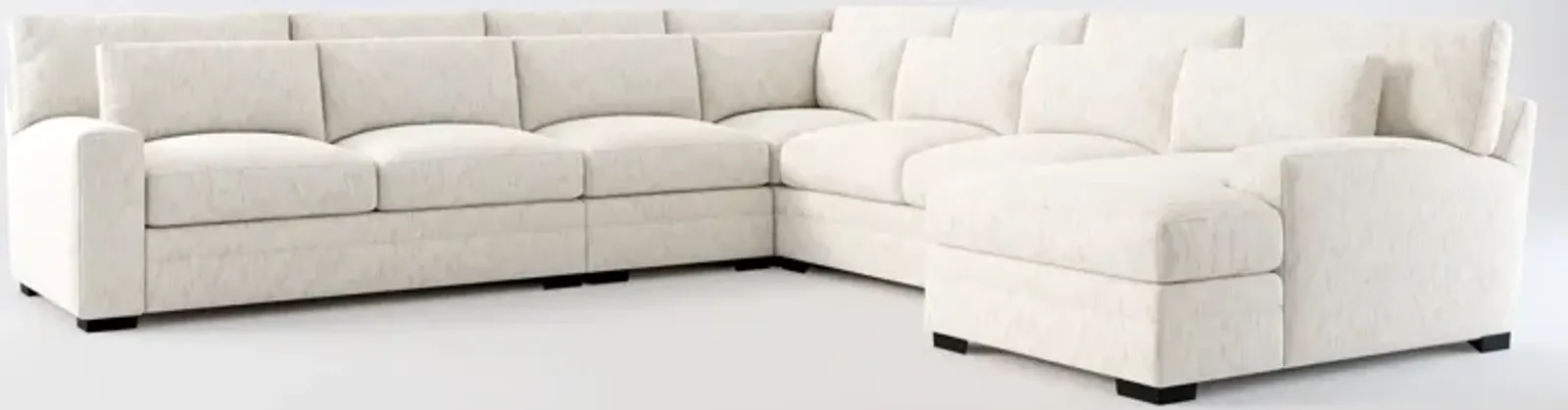 Winston Foam Comfort 5-Piece Sectional with Right-Facing Chaise - P.T. Cream