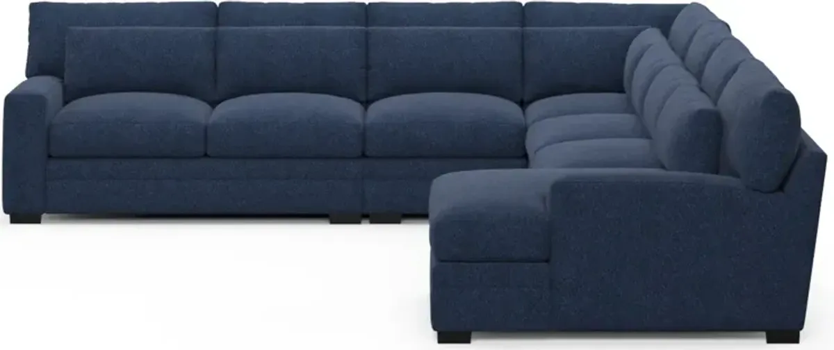 Winston Foam Comfort 5-Piece Sectional with Right-Facing Chaise - Oslo Navy