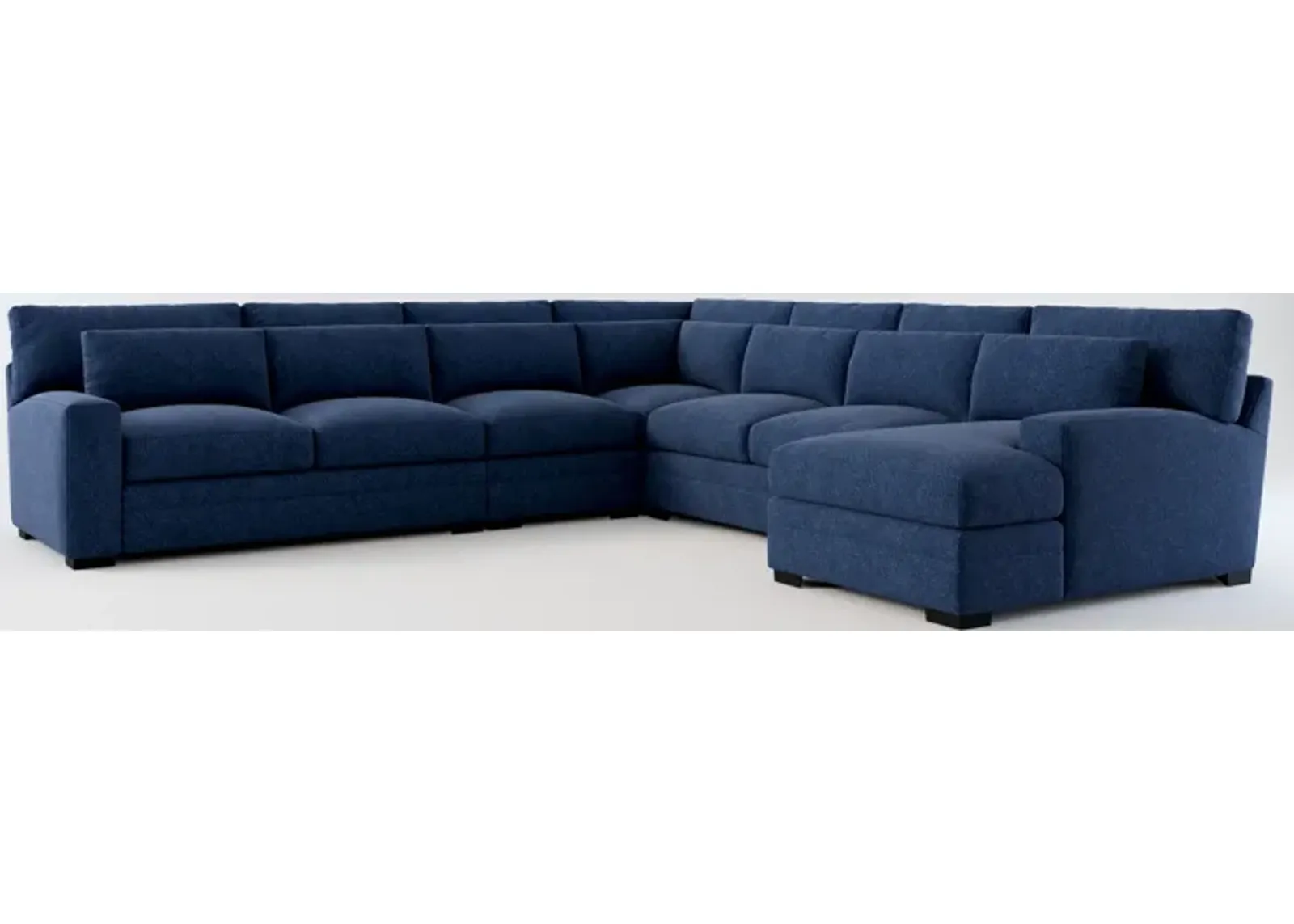 Winston Foam Comfort 5-Piece Sectional with Right-Facing Chaise - Oslo Navy