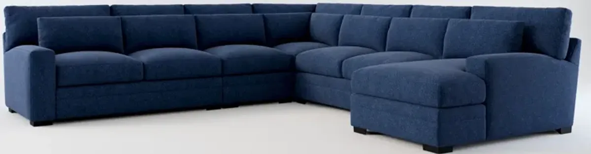 Winston Foam Comfort 5-Piece Sectional with Right-Facing Chaise - Oslo Navy